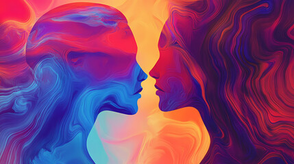 Wall Mural - Vibrant abstract pop art showcasing colorful radiance. Twilight Radiance. Illustration