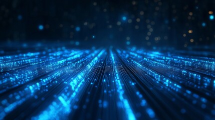 Fototapete - Abstract Digital Data Stream Visualization Futuristic Technology Background