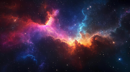 Wall Mural - Cosmic abstract background idea. a stunning view of a colorful nebula in deep space filled with vibrant galaxies. Twilight Radiance. Illustration