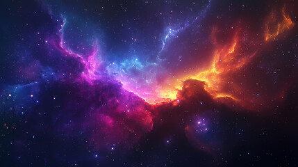 Wall Mural - Cosmic abstract background idea. a stunning view of a colorful nebula in deep space filled with vibrant galaxies. Twilight Radiance. Illustration