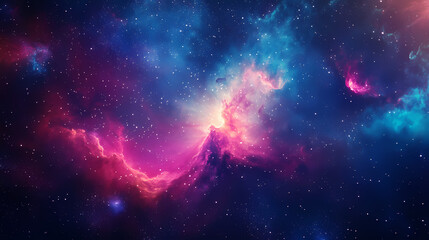 Wall Mural - Cosmic abstract background idea. a stunning view of a colorful nebula in deep space filled with vibrant galaxies. Twilight Radiance. Illustration