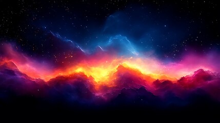 Wall Mural - colorful vibrant nebulas swirling in the expansive night sky above