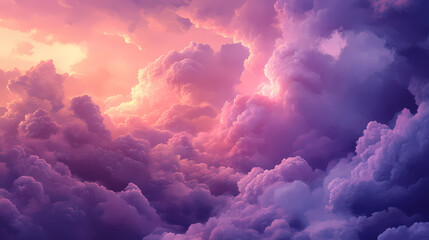 Wall Mural - Ethereal pink and purple clouds with soft radiance create dreamy atmosphere. Twilight Radiance. Illustration