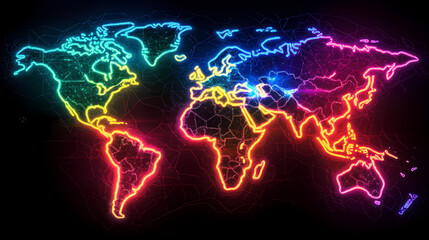 Wall Mural - glowing global map