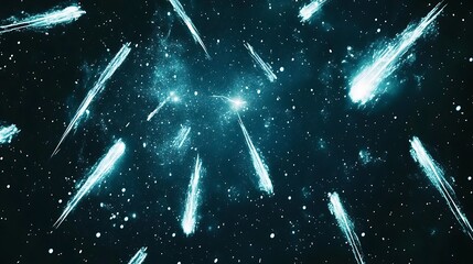 Poster - Stunning depiction of luminous comets streaking across the dark space