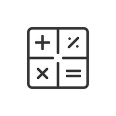 Aufkleber - A Simple Calculator Icon Representing Basic Arithmetic Operations Addition Subtraction Multiplication Division Equals Clean Line Art Style