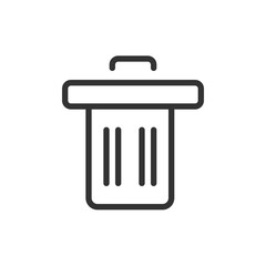 Poster - A Simple Line Drawing Of A Trash Can, Symbolizing Digital Cleanup And A Fresh Start With Clean Minimalist Lines And A White Background