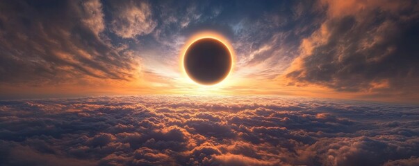 Wall Mural - solar eclipse in clouds .
