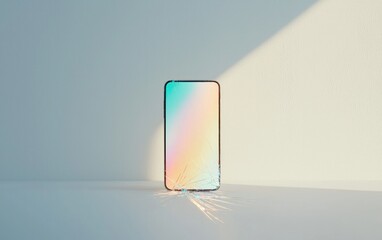 Fototapete - Pastel Smartphone with Sparkling Particles on White Background