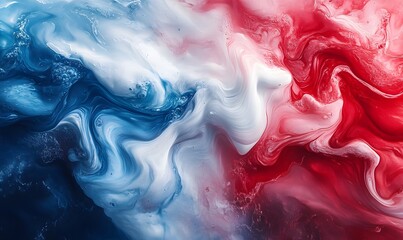 Poster - patriotic swirl: abstract red, white, and blue marble background