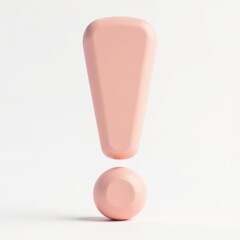Poster - A pink exclamation mark stands tall above a smaller pink sphere on a light background showcasing a modern and artistic design perfect for various creative applications.
