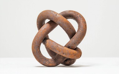 Poster - Rusty Metal Knot Sculpture on White Background