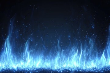 Poster - Abstract blue flames on dark background (1)