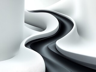 Poster - White curved architectural forms with dark contrasting central element