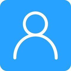 Poster - A Simple Yet Friendly Profile Icon, A Welcoming Blue Square Holding A Minimalist White Person Symbol Conveying Accessibility And Connection With A Clean, Flat Design
