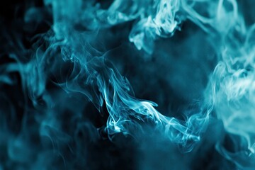 Poster - Abstract swirls of teal smoke against a black backdrop