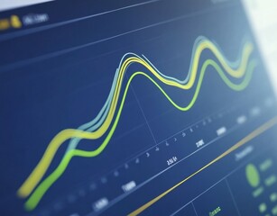 Wall Mural - animated graph of traffic and website annotations with blue background and white text box