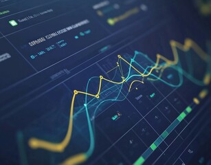 animated graph of traffic and website annotations with blue background and white text box