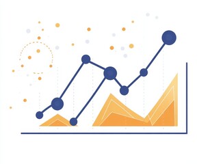 Wall Mural - simple online web graphic with two line graphs in blue and yellow, featuring an orange growth curve.