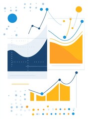 Wall Mural - simple online web graphic with two line graphs in blue and yellow, featuring an orange growth curve.