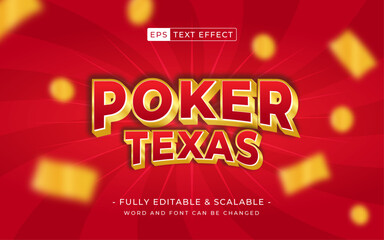 Poster - poker texas 3d editable text effect. suitable for money games