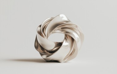 Poster - Abstract Silver Knot Sculpture on Neutral Background