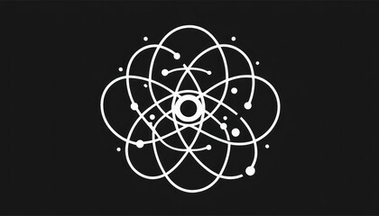 Poster - Abstract minimalist atom illustration on a black background to use on design