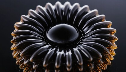 Poster - Artistic Liquid Sculpture: Detailed Abstract Form with Dark and Amber Tones