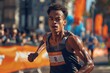 © Julius - A determined athlete crossing the finish line in a marathon, showcasing strength and endurance