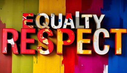 Poster - A powerful message conveyed through typography, with words like equality, unity, and respect