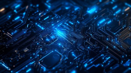 Poster - Abstract Glowing Circuit Board Texture: Futuristic Technology Background