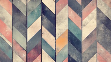 Poster - Colorful Chevron Pattern With Vintage Textures Creates an Artistic Backdrop for Creative Projects and Design Work
