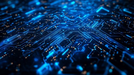 Fototapete - Abstract Futuristic Circuit Board Technology Background Digital Network Data Global