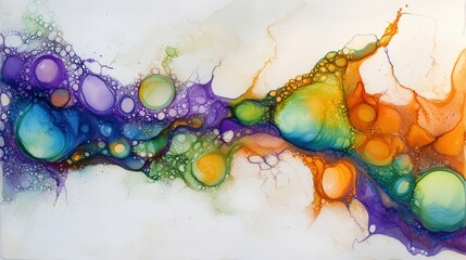 Poster - vibrant abstract artwork featuring colorful bubbles and fluid shapes in a dynamic composition