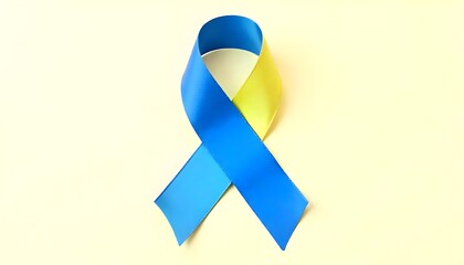 Poster - blue yellow ribbon symbol World Down Syndrome