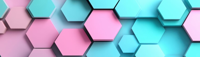 Poster - Vibrant and Colorful Hexagon Pattern Creating an Eye-Catching Geometric Design with Dynamic Hues and Modern Aesthetic Appeal for Creative Projects