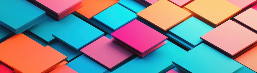 Poster - Vibrant Colorful Background Composed of Various Sized Squares in a Modern Abstract Style Creating an Energetic and Dynamic Visual Experience