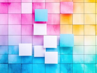 Poster - Vibrant Abstract Background Featuring Colorful Squares and Geometric Patterns Creating a Dynamic and Eye-Catching Visual Experience in Contemporary Art