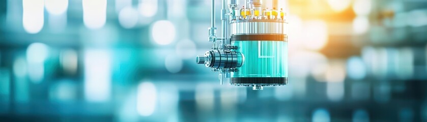 Poster - Intricate Machine Featuring Glass and Metal Tubes Reflecting Modern Engineering and Innovative Design in a Clean and Industrial Setting