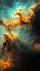 Wall Mural - Cosmic nebula in vivid colors displays intricate formations illuminated by starlight in vast universe
