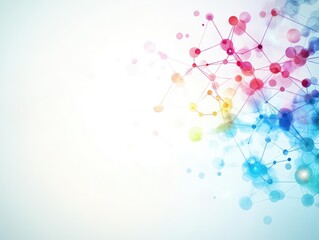 Poster - Colorful Molecular Structure Displaying Vibrant Dots and Interconnected Lines Representing Chemical Bonds in a Dynamic Scientific Illustration