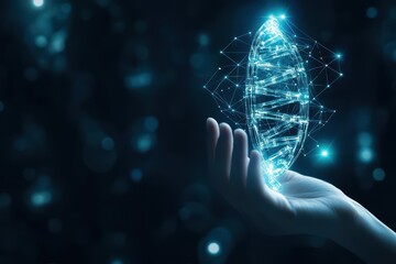 Poster - A Hand Grasping a Futuristic Object Surrounded by a Network of Intricate Connected Lines Symbolizing Technology and Innovation in a Modern Context
