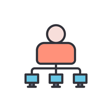 Administrator colored icons, minimalist vector illustration ,simple transparent graphic element .Isolated on white background