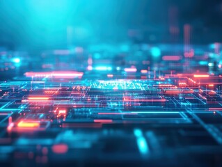 Poster - Futuristic Abstract Technology Background Featuring Glowing Lines and Radiant Lights Creating a Dynamic and Engaging Visual Experience in Digital Art
