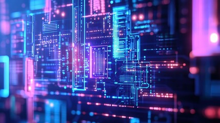 Poster - Abstract Technology Background Featuring Glowing Lines and Dots Creating a Dynamic and Futuristic Atmosphere in a Modern Digital Environment