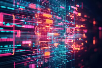 Poster - Vibrant Digital Background Featuring Colorful Lines in a Dynamic Abstract Design Evoking Energy and Creativity for Modern Digital Art and Media Projects