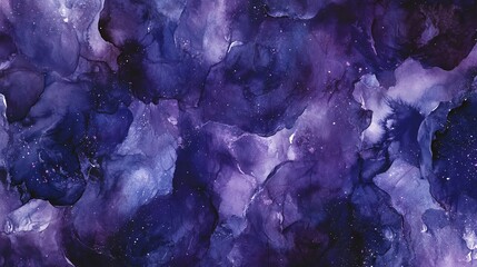 Poster - Colorful Abstract Watercolor Design Featuring Deep Purples and Hints of Cosmic Splendor With Soft Gradients and Textures