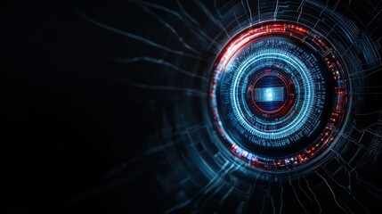 Poster - Futuristic Cyber Tunnel Illuminated by Striking Red Light Creating an Otherworldly Atmosphere and Evoking a Sense of Adventure and Mystery