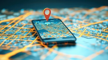 Poster - A close up view of a modern smartphone featuring a vibrant red marker resting on its surface highlighting creativity and innovation in a digital era