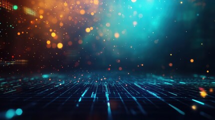 Poster - Vibrant Abstract Technology Background Featuring Glowing Lights and Dynamic Patterns Creating a Futuristic Atmosphere in a Digital Realm of Innovation